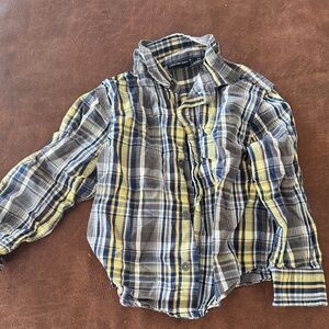 Calvin Klein Jeans Kids Plaid Button Down Shirt - Blue, Yellow, Gray
